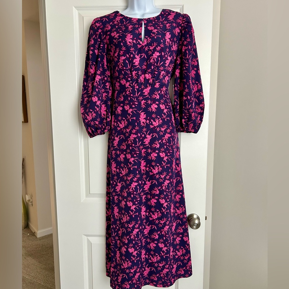 NWT HYACINTH HOUSE Navy & Fuchsia Floral Norma Maxi Dress Size Medium - Picture 6 of 10